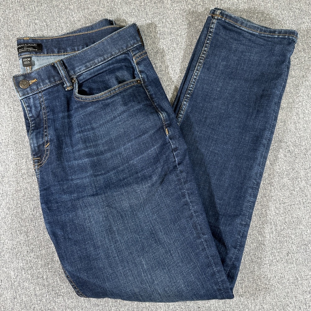 Banana Republic Skinny TechMotion Jeans Mens‎ 34x30 Dark Wash Stretch